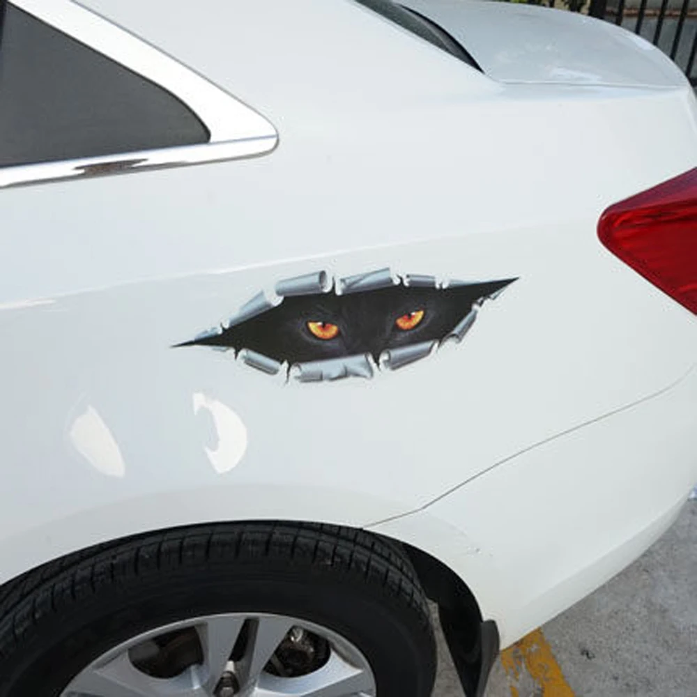3D Monster Leopard Peeking Car SUV Window Rear Trunk Vinyl Die-cut Funny Decal Sticker Universal Exterior Parts Car Accessories
