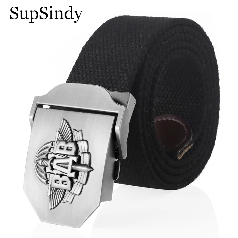 

SupSindy Men Canvas Belt 3D Russian Airborne Troops VDV Metal Buckle Jeans Belts for Men Army Military Tactical Belts Male Strap