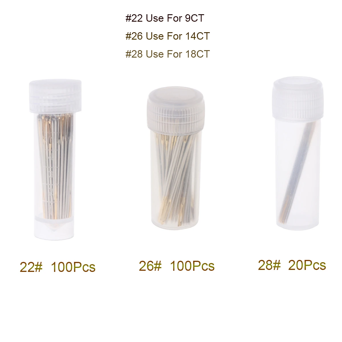 100PCS coda d'oro ricamo tessuto panno punto croce aghi strumento artigianale taglia 22 #26 ##28