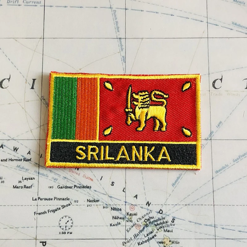 Sri Lanka National Flag Embroidery Patches Badge Shield And Square Shape Pin One Set On The Cloth Armband   Backpack  Decoration