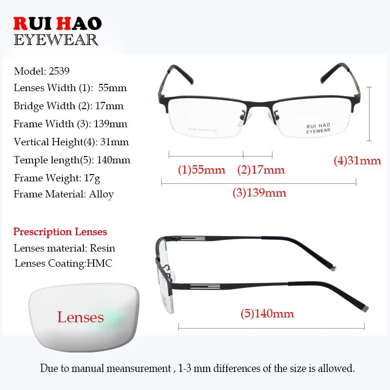 Customize Prescription Eyeglasses Alloy Glasses Frame Fill Lenses Myopia Hyperopia Progressive Optical Eyeglasses Resin Lenses