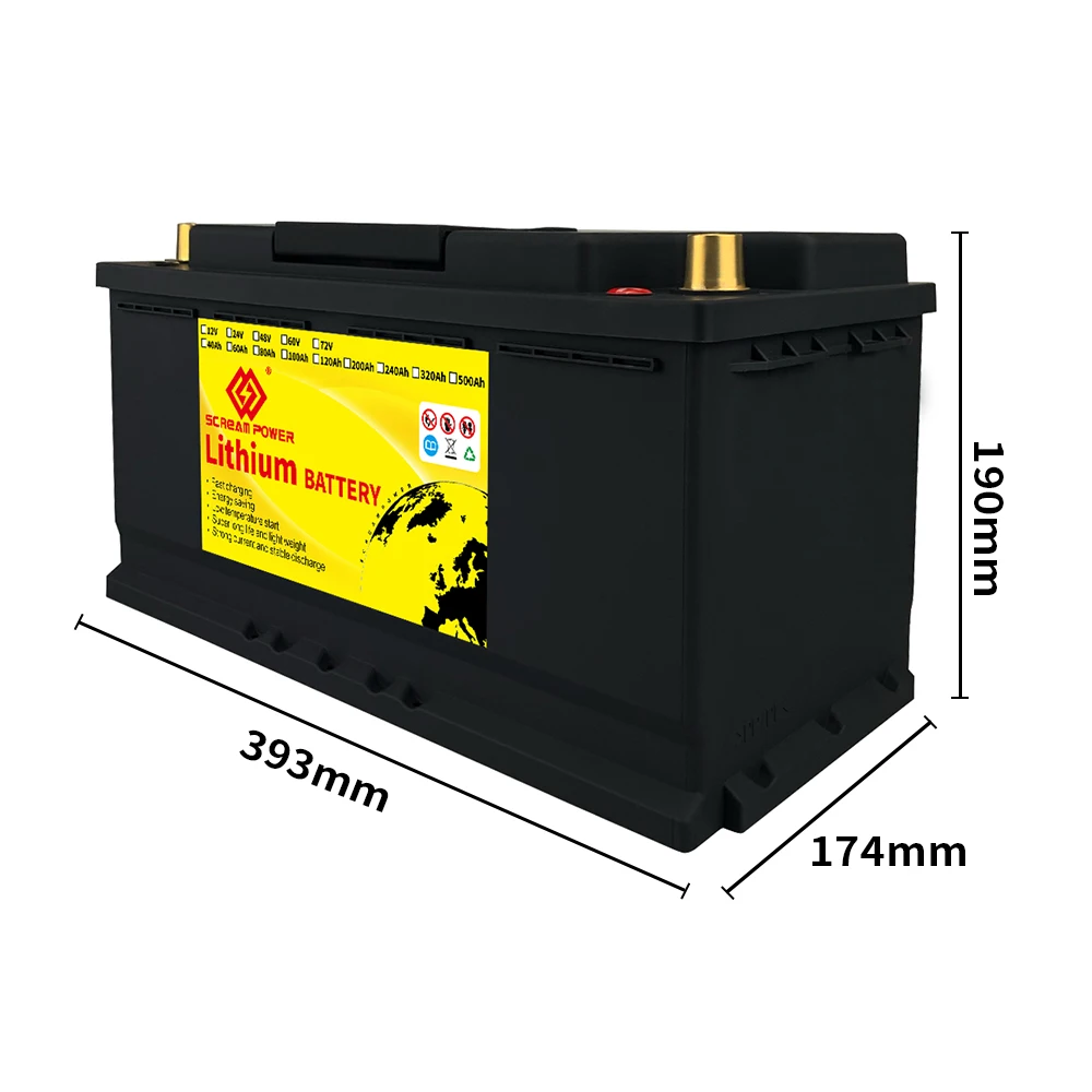 LiFePO4 Lithium Iron Phosphate Battery 12V 120Ah For RV Solar Energy Scooter Tricycle Boat Forklift Built-in BMS