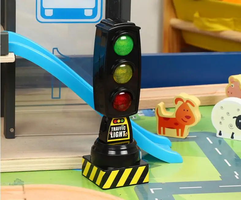 Wooden Track Train Railway Set Accessories Traffic Light Scene Rail Transit Fit For Wood Magnetic Track Train Educational Toys