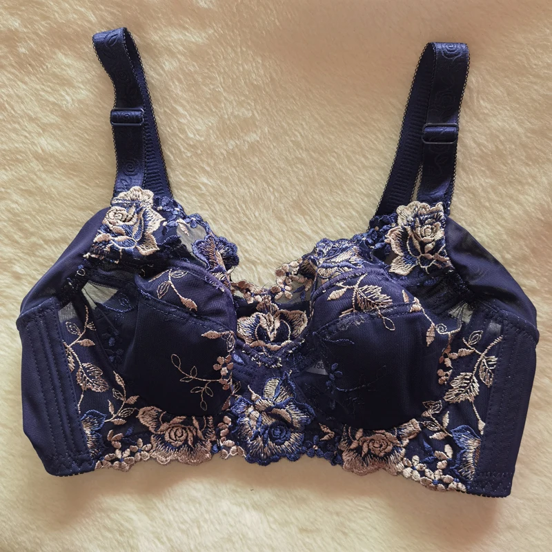 Bra Brassiere Underwear B C D E F Full Cup Bras For Women Sexy Embroidery Lingeries Female Lounge Bras 34 36 38 40 42 44 46 48