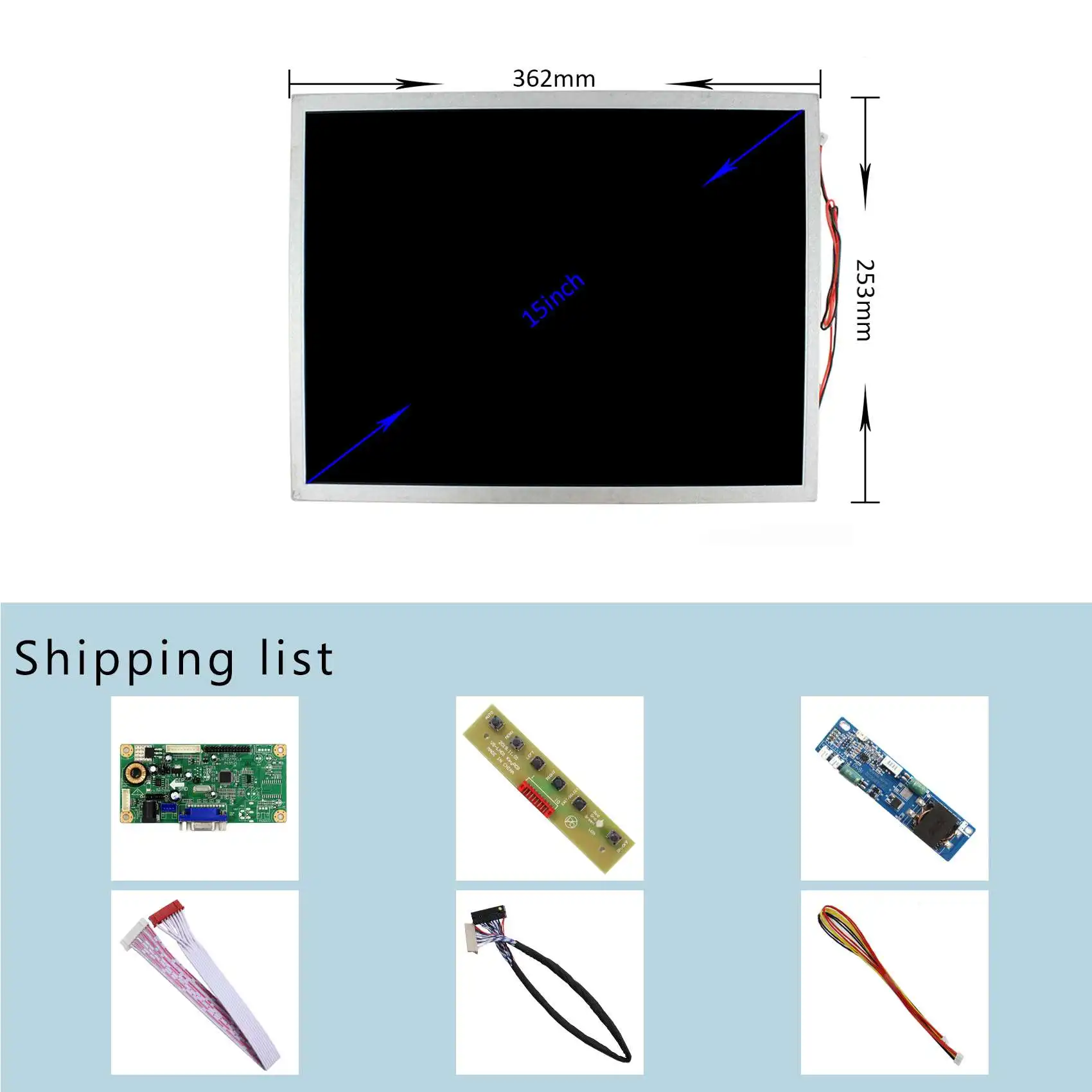 15Inch 1024X768 Hoge Helderheid 1000nit Lcd-scherm Met Vga Lcd Controller Board