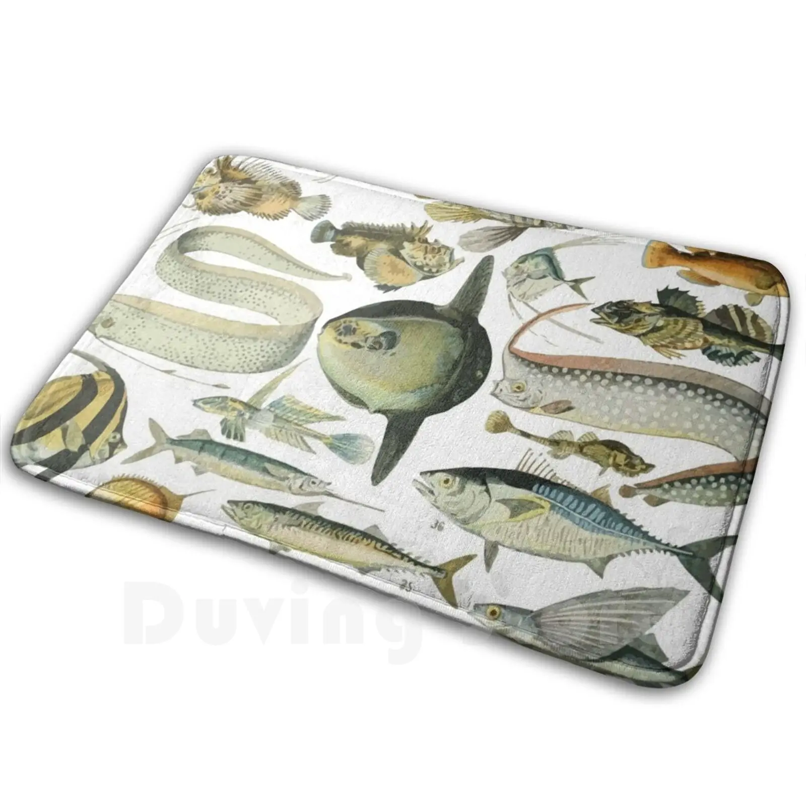 Adolphe Millot Poissons Fish Mat Rug Carpet Anti-Slip Floor Mats Bedroom Poisson Fish Pesce Artist Beautiful Math Poissons