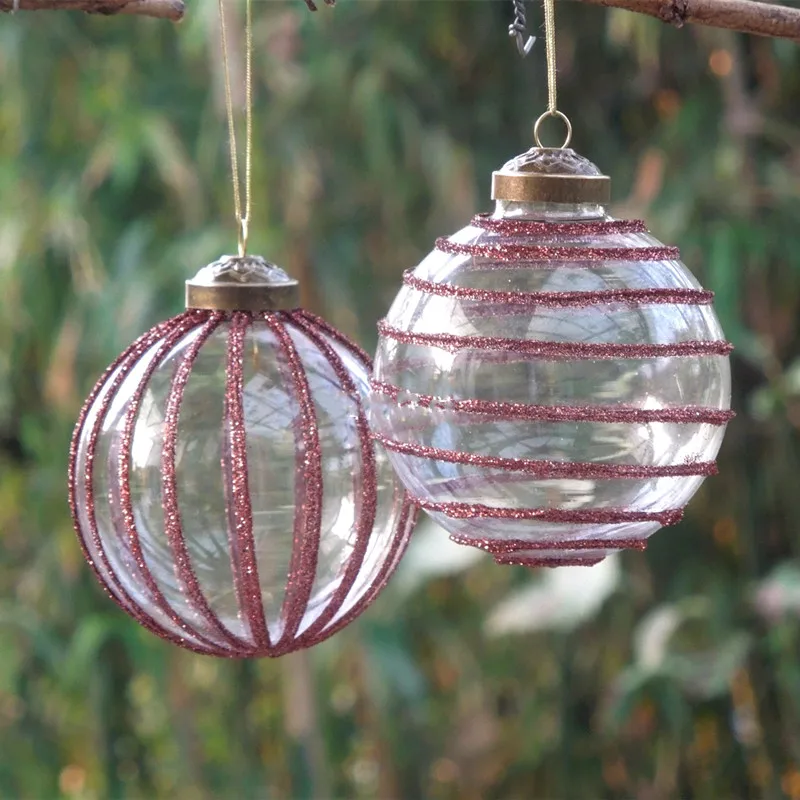 

Free Shipping 4pcs/pack Diameter=8cm Small Size Glass Ball Christmas Tree Red Powder Globe Home Decoration Hanging Pendant