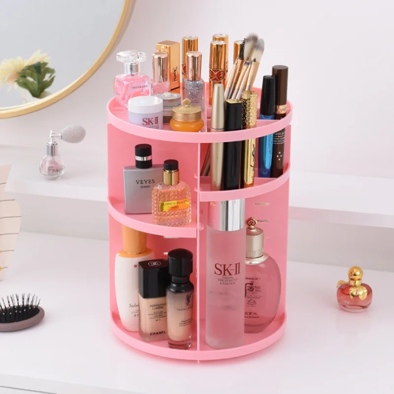 Smart 360-degree Rotating Makeup Organizer Eyebrow Pencil Holder Jewelry Case Cosmetic Storage Box Brush Stand