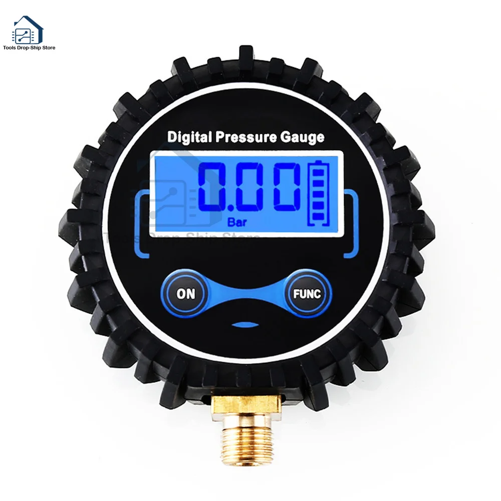 200PSI Air Pressure Gauge Dial Meter Tester Copper Rubber Digital Tire Pressure Gauge Tool for Truck Bike Auto Car Tyre 1/4 13MM