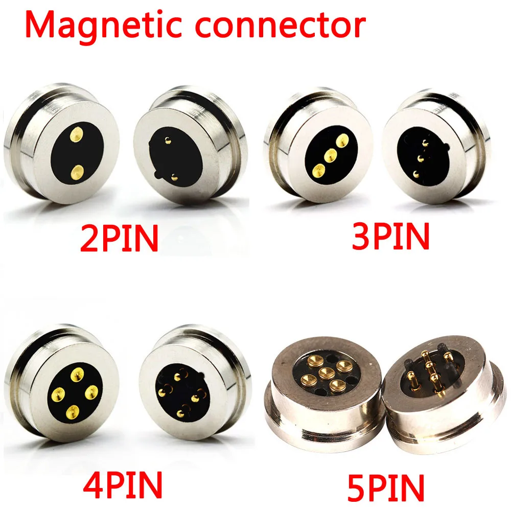 2/3/4/5P round  high current magnet suction spring pogo pin connector male female probe DC power charging magnetic connector