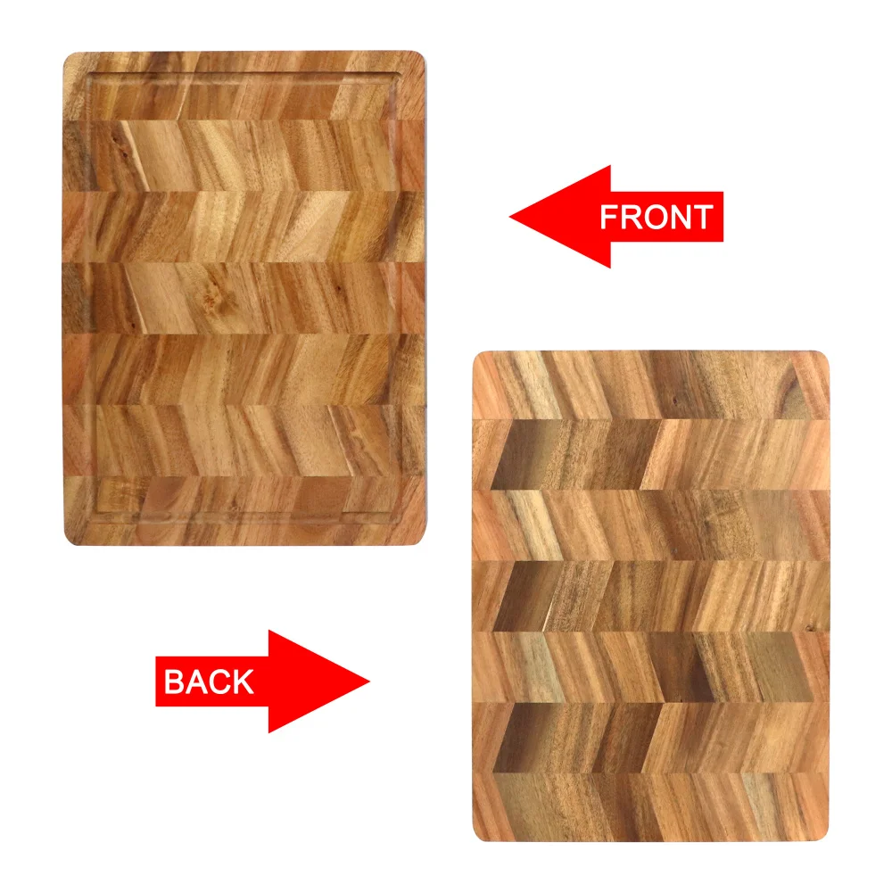 Jaswehome Acacia Double-sided Wooden Cutting Board Large Wood Chopping Block With Grooves Kitchen Cheese Board Serving Platter