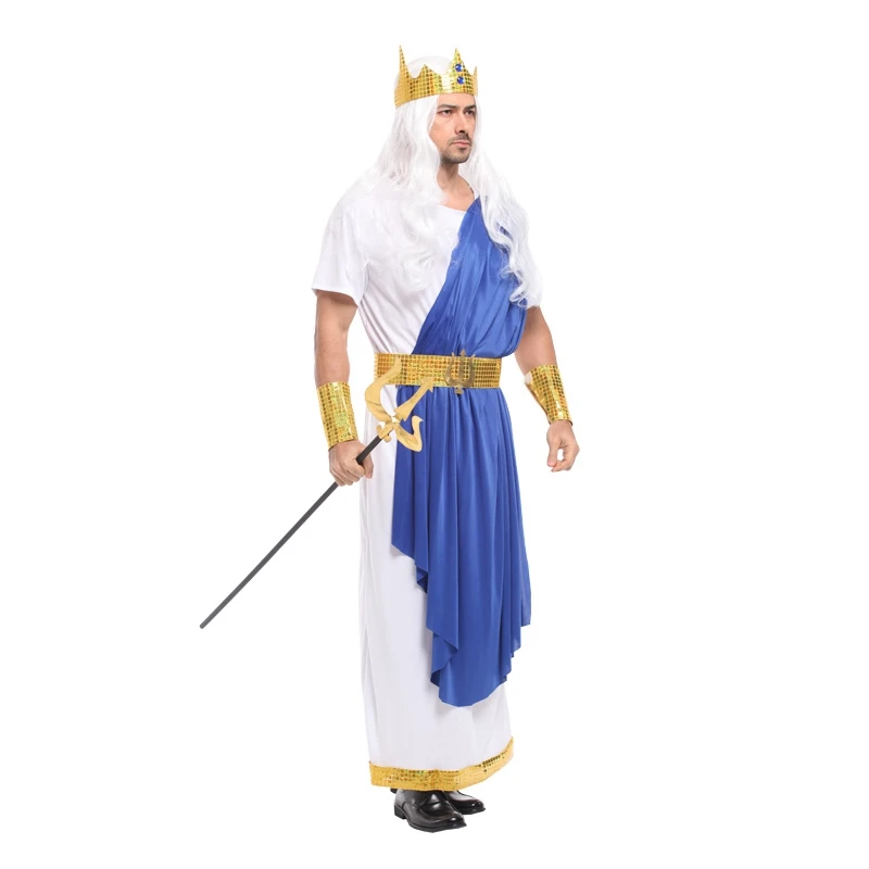 Umorden Carnival Halloween Costume per uomo King Neptune Costumes Roman Fairy Tale God of Sea Poseidon Cosplay Fancy Dress Set