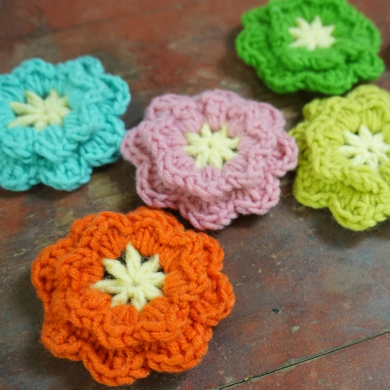 

30Pcs Wool knitting flower for hairpin hat shoes clothing handmade crochet pads fabric Scrapbooking DIY Crafts Accessories 7cm