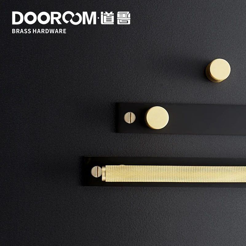 Dooroom Brass Furniture Knurled Unfold/Conceal Install Modern Gold Black Wardrobe Dresser Cupboard Cabinet Drawer Pulls  bar