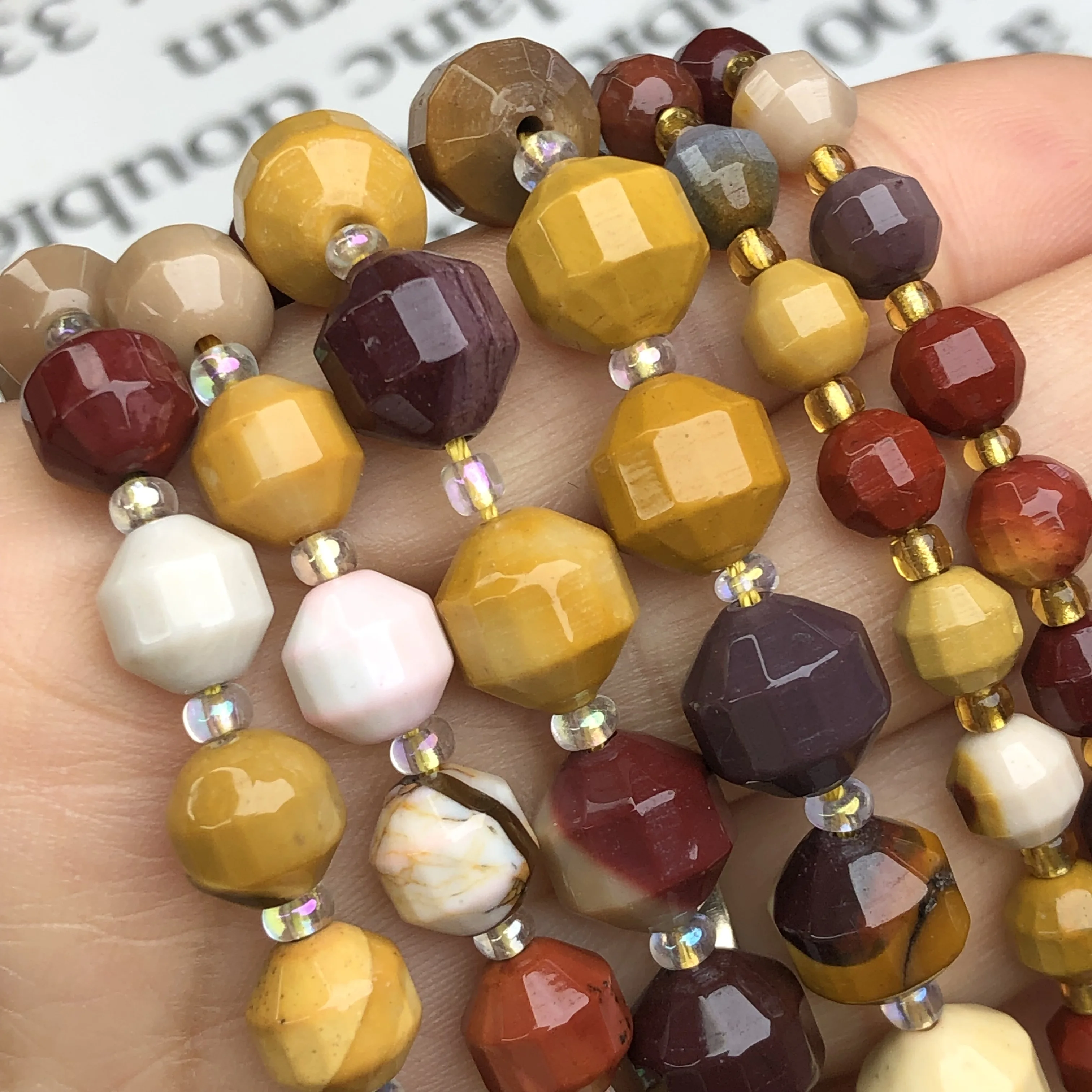 Natural Faceted Mookaite Egg Yolk Stone Gem Round Loose Spacer Beads For Jewelry Making Handmade DIY Woman Bracelet 6/8/10mm