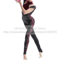 LIUHUO Women's Girls'  Adult Jumpsuit Performance Long Sleeve Rhythmic Gymnastics Competition Leotard Ice Figure Skating Dress