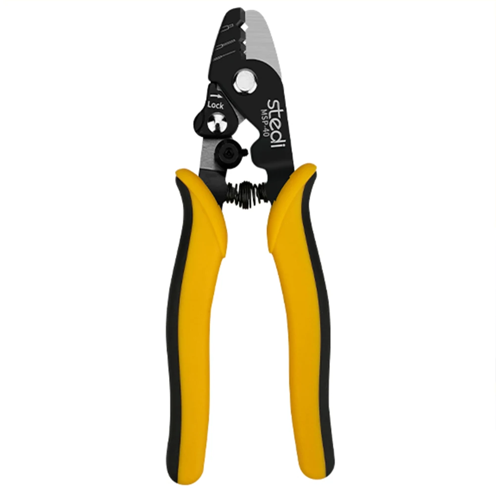 stedi Three Hole Fiber Optic Stripper, High Precision, Not Hurt Wire Core Wire Stripper Cutter Tool,6.3- Inch, Yellow