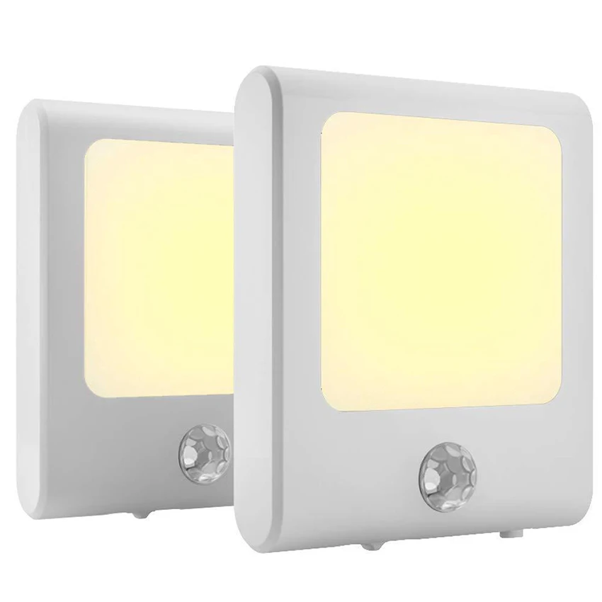 

2PCS/Set Plug-in Night Light, Low Light LED Nightlight with Light Sensor, Warm White, Square, Dimmable for Indoor Use