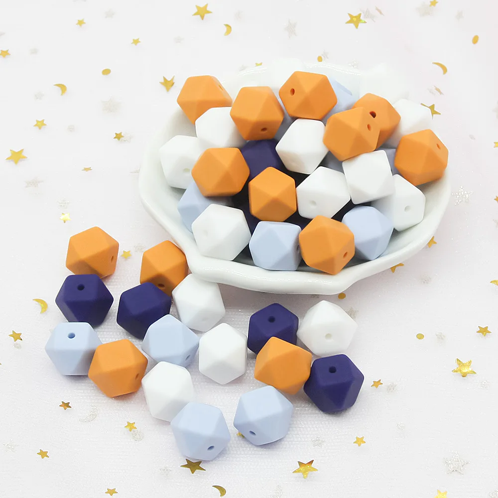 10pcs/lot Hexagon Silicone Beads 17mm Food Grade Silicone Baby Teethers For Teething Necklace Making Chew Teething Beads Loose