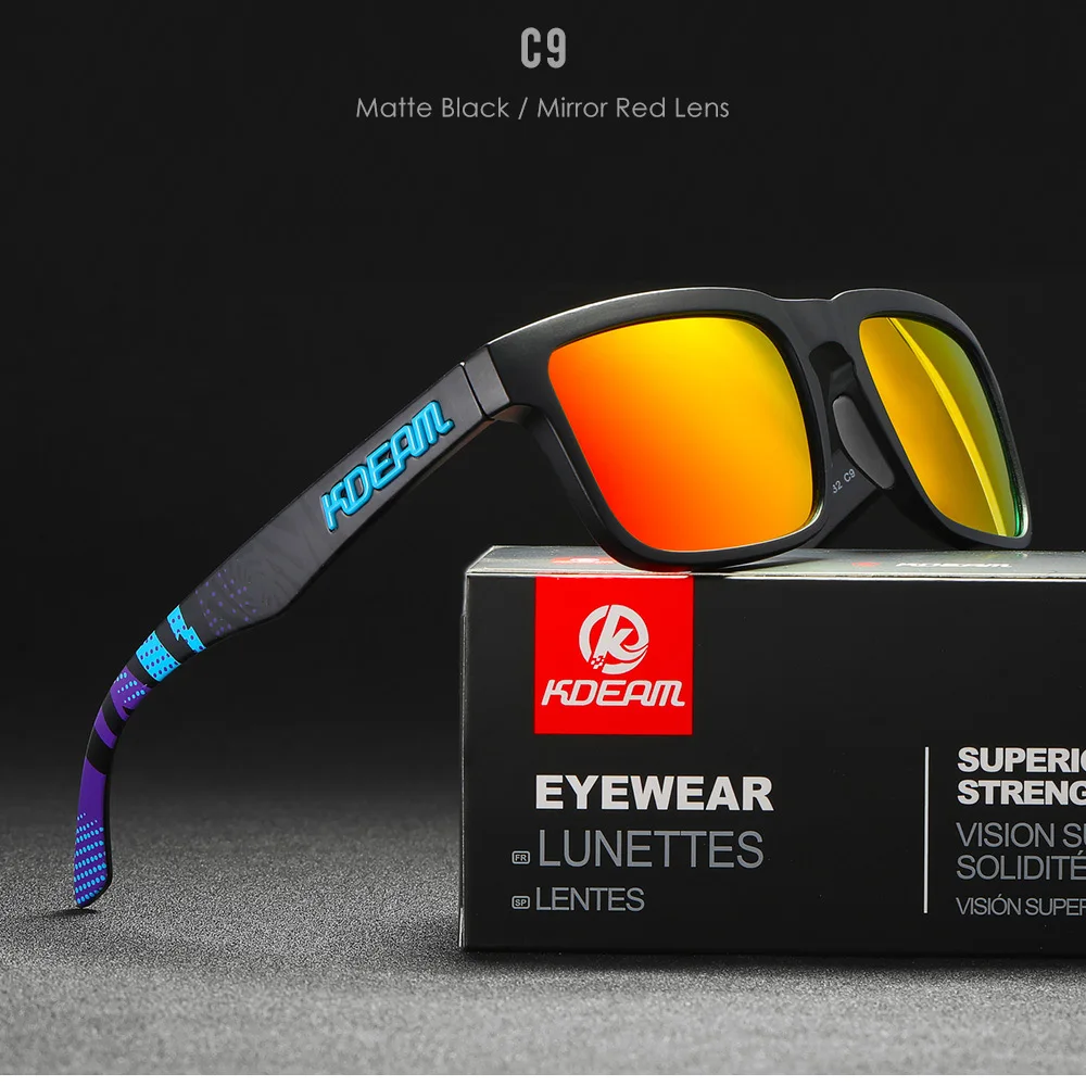 KDEAM Quadratische polarisierte Sonnenbrille für Herren im Freien, Lifestyle-Beschichtung, Sonnenbrille, neue passende Farben mit Box