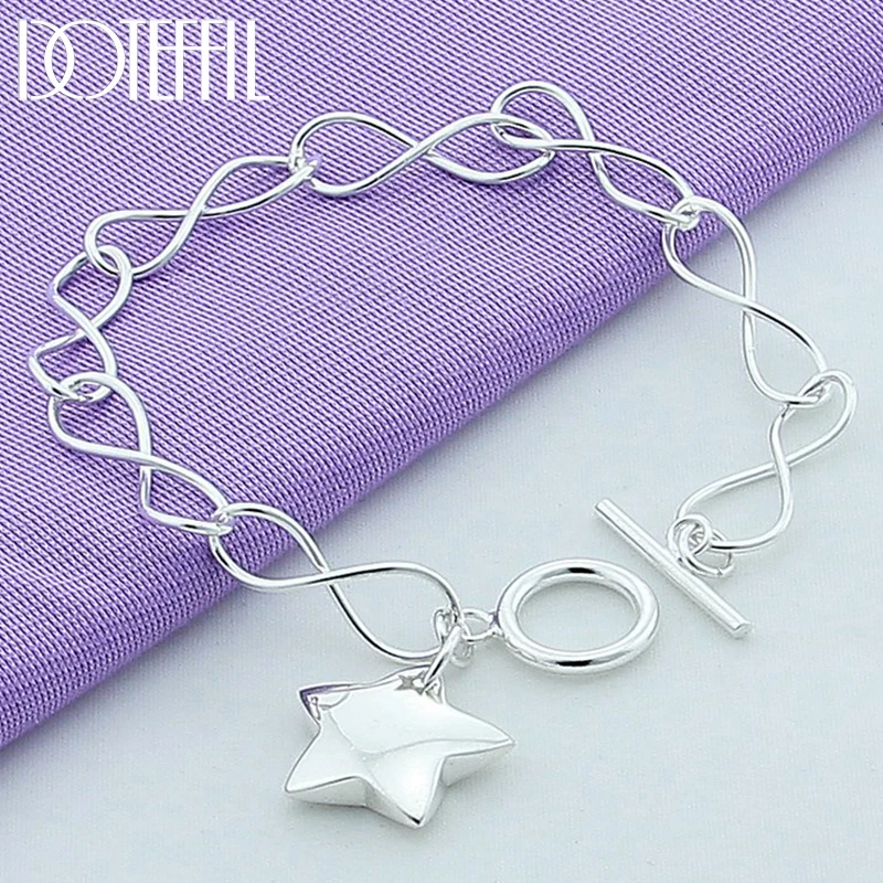 

DOTEFFIL 925 Sterling Silver Star Pendant Bracelet Chain For Woman Charm Wedding Engagement Party Fashion Jewelry