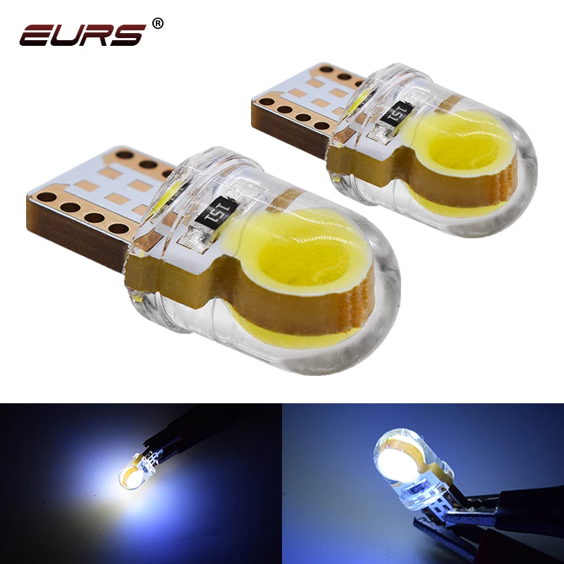 10/2 шт., силиконовые светодиодные лампы T10 Cob W5w 8smd