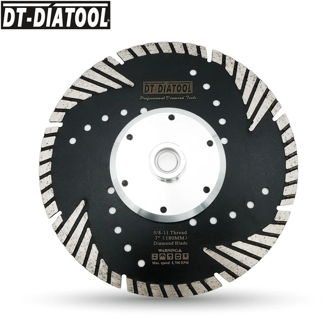 

DT-DIATOOL 1pc Dia 7"/180MM 5/8-11 FLANGE Diamond Cutting Disc Turbo Blade With Slant Protection Teeth For Granite Marble Stone