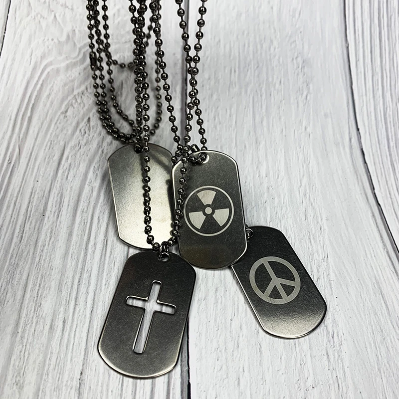 Pure Titanium Military Dog Tags Customize With 65 Cm Metal Ball Bead Chain