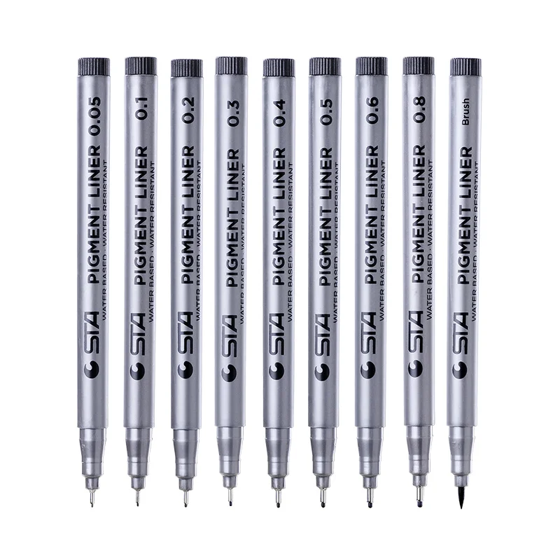 

1pcs Water Based Brush Markers Different Size Pigment Liner Triangular Fineliner Pens for Art Supplies Stationery