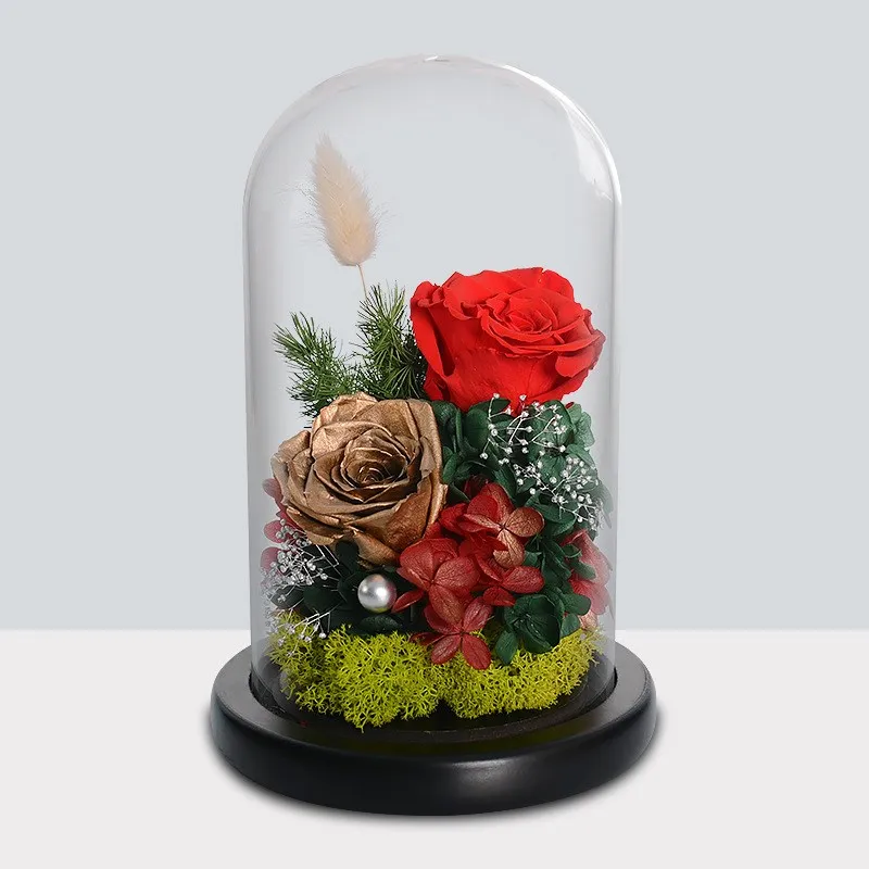 Free Shipping 12*20cm Middle Size Glass Dome Vase Home Decoration Different Base Transparent Cover DIY Friend Gift Wedding Prop