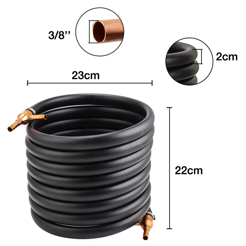 Counterflow Wort Chiller, High Efficient Copper Tube Cooler Countercurrent (3/8\'\' Barbs) Heat Exchanger Fastest Way to Cool Wort