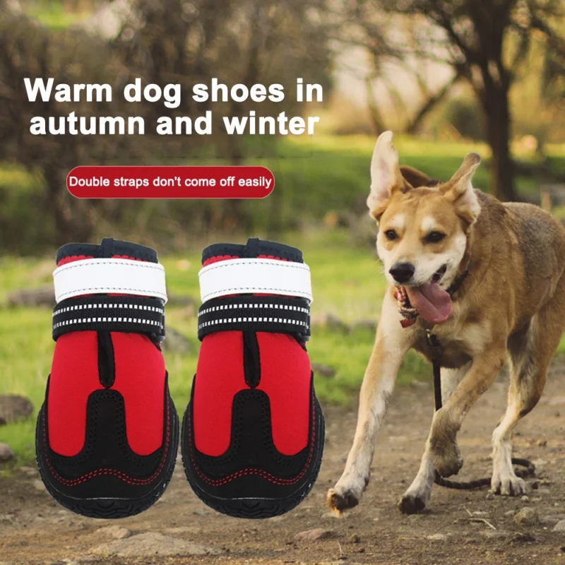 Pet Dog Shoes Reflective Sports Mountain Wearable Shoe Winter Snow Outdoor Paw Protectors Anti-slip Waterproof Soles Puppy Shoe