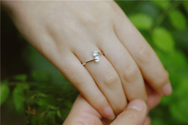 REETI 925 Sterling Silver Rings For Women Cubic Zirconia Open ring  Style Lady Prevent Allergy Sterling-silver-jewelry image 4