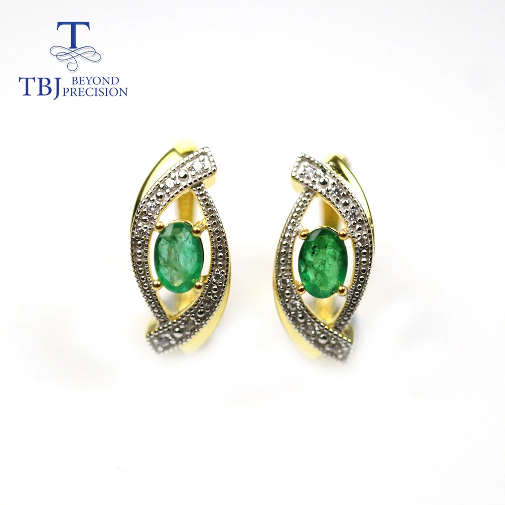 TBJ,1CT Natural Zambia emerald earring oval cut4*6mm real gemstone fine jewelry 925 sterling silver for women mom wife nice gift