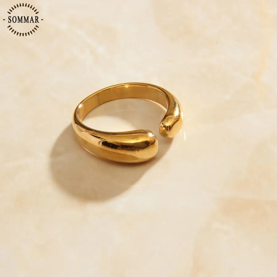 Sommar New Beautiful Fashion Gold Plated Size 6 7 8 Female Women's Rings Ellipses Ring Men Fashion Popular Luxury Jewelry