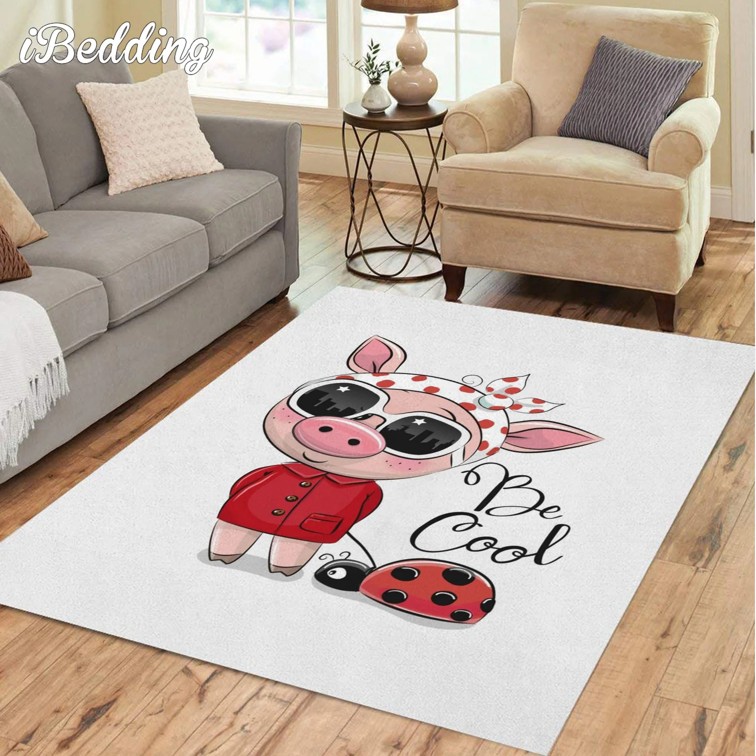 The Cute Animal Carpet for Home Living Room Pet Pig Bear Large Area Rug Anime Floor Mat Teenager Bed Room Decoration