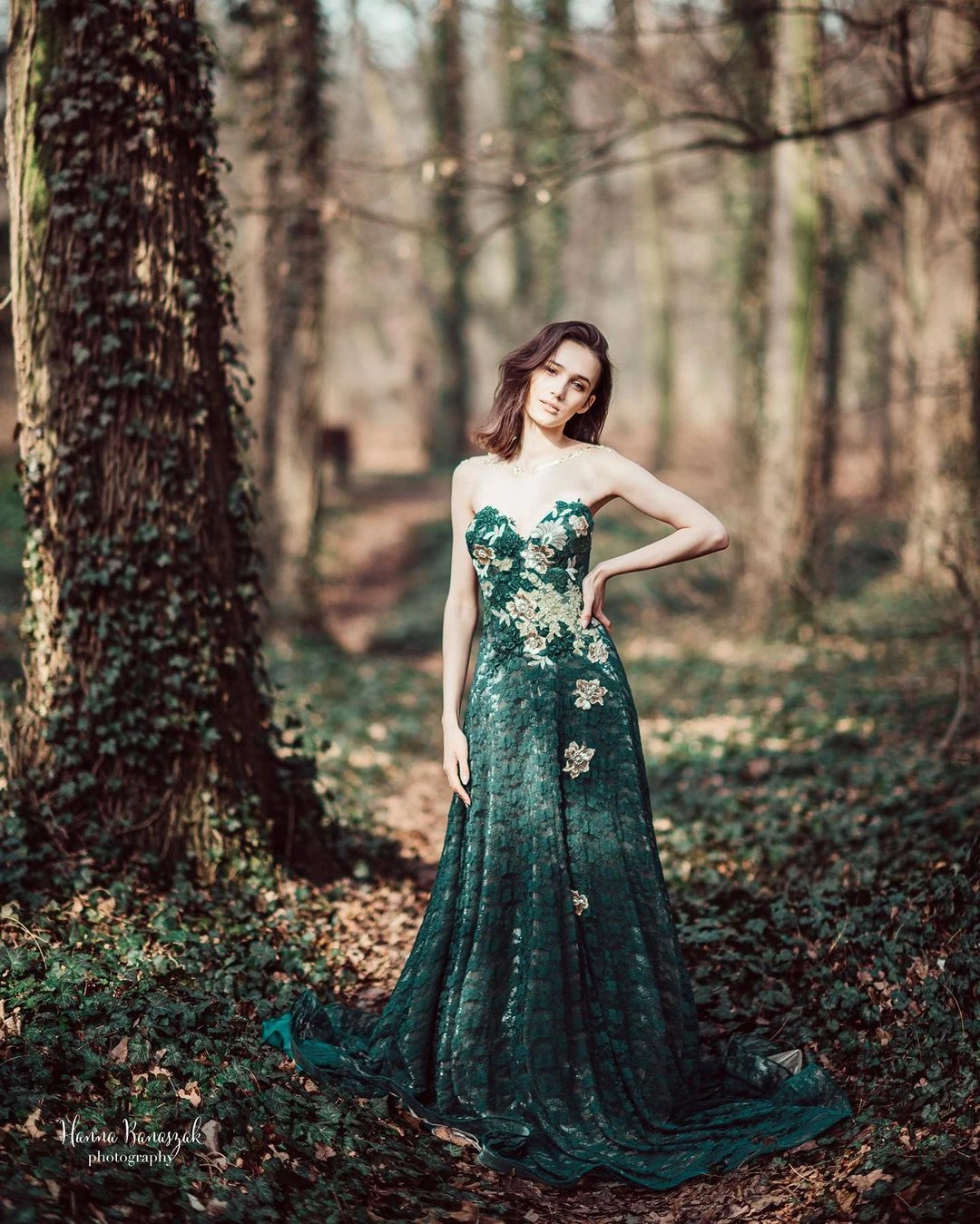 Vestido de Hada Verde oscuro sin tirantes para sesión de fotos, vestido de noche largo de encaje, tul, fiesta de graduación con tren, talla grande