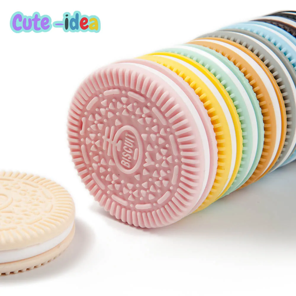 Mignon-idée 1pc silicone biscuits anneau de dentition sans BPA bébé nusring sucette de qualité alimentaire dentition à la main bricolage accessoire bébé produit