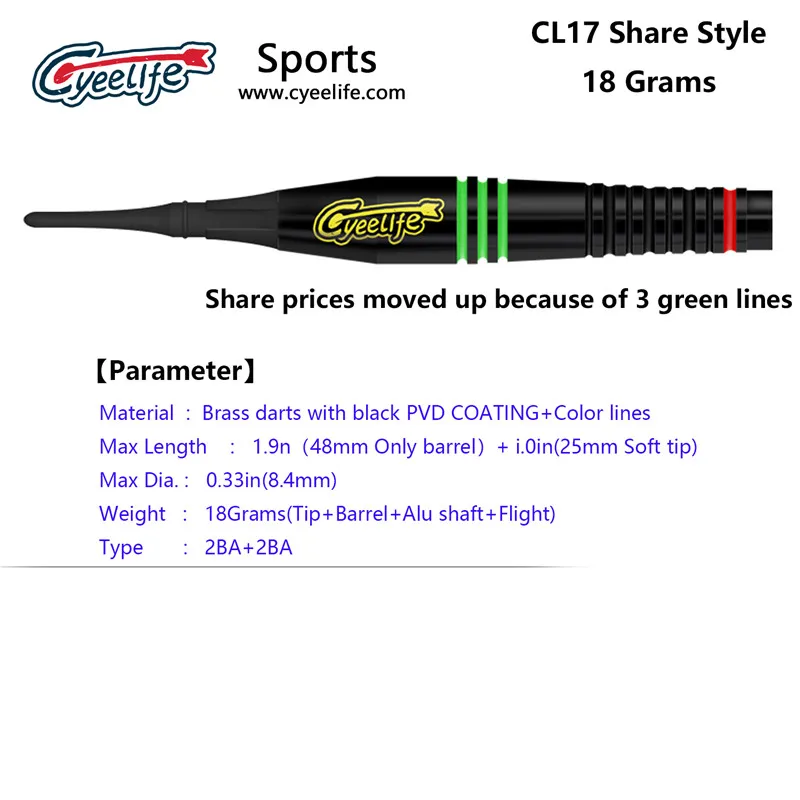 CyeeLife 18g Soft tip Darts with case,Professional Plastic Darts Set With New one piece Flights,Not easy to break