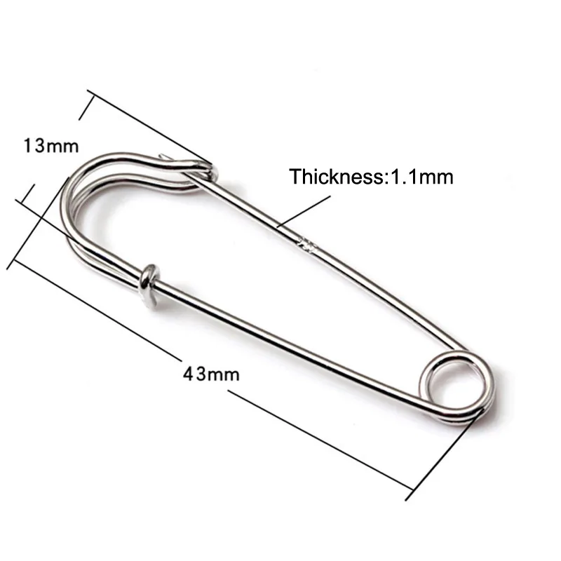 Sterling Silver Brooch Pin DIY Jewelry Accessories 925 Silver Safety Pin 2pcs/lot SBP-1.1x43mm