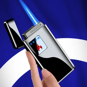 Electricity Blue Flame Ice Plating Digital Power Touch Sensor Windproof jet cigar torn 12 Main Sales Mini Maçaric - №2