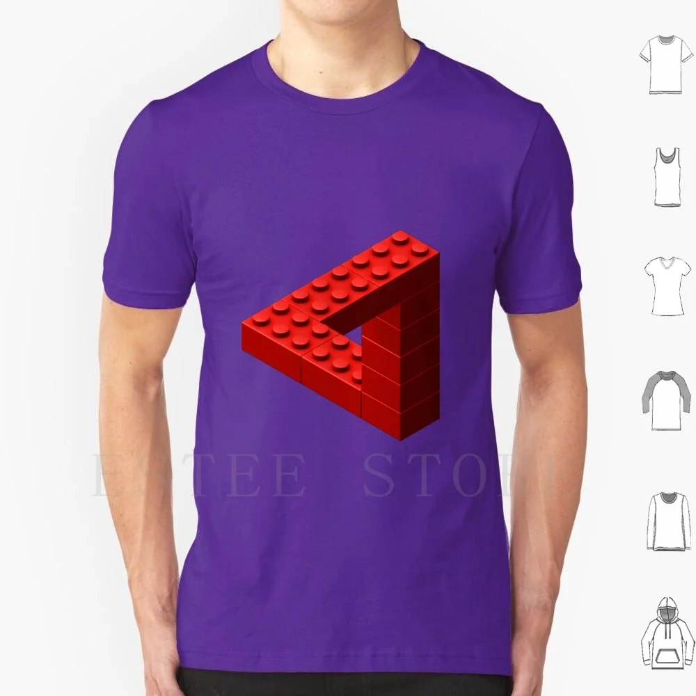 Escher Toy Bricks-Red T Shirt Cotton Men DIY Print Brick Toy Pop Culture Funny Cool Fun Kids Toys Bricks Plastic Boys Girls