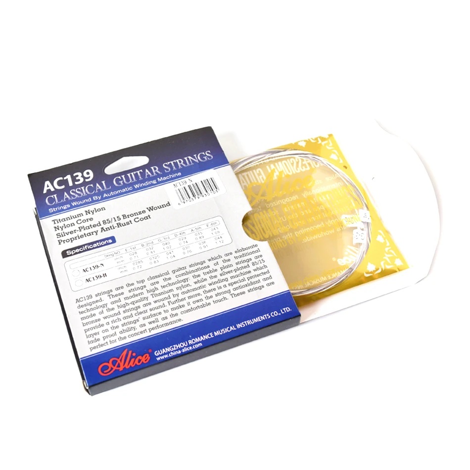 Alice AC139 Classical Guitar Strings  Titanium Nylon Light Strings Silver Plated Phosphor Bronze Classical Strings Sound Mellow