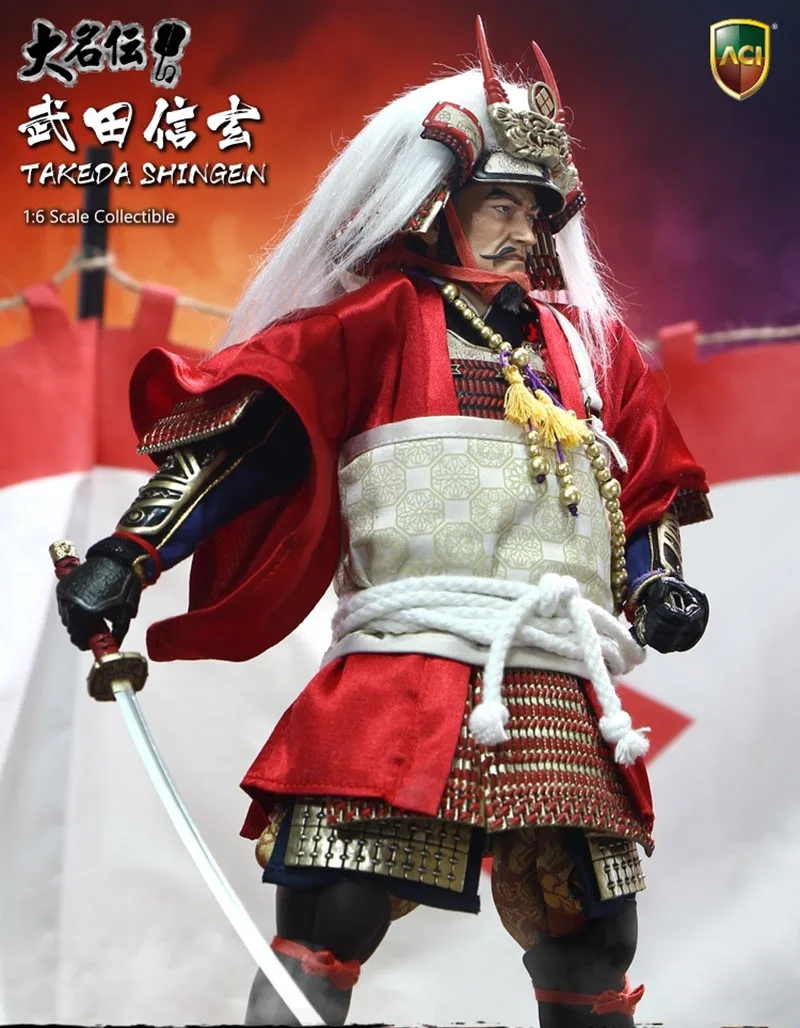 ACI TOYS ACI-32SP 1/6 Skala Japoński Samuraj Suwahara Kuoki Daisen Biografia Takeda Shingen Czerwona Zbroja Figurka Model Zabawki
