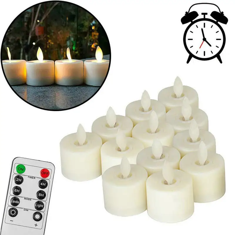 Pack of 24 Remote controlled Battery Operated Electric Candles Flickering Moving Wick Christmas LED Tea Light Candle Home Party