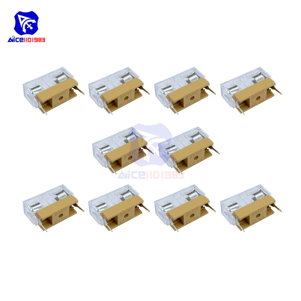 10 шт./лот держатель платы предохранителя diymore с крышкой для предохранителя 5x20 мм 250 в 6 А