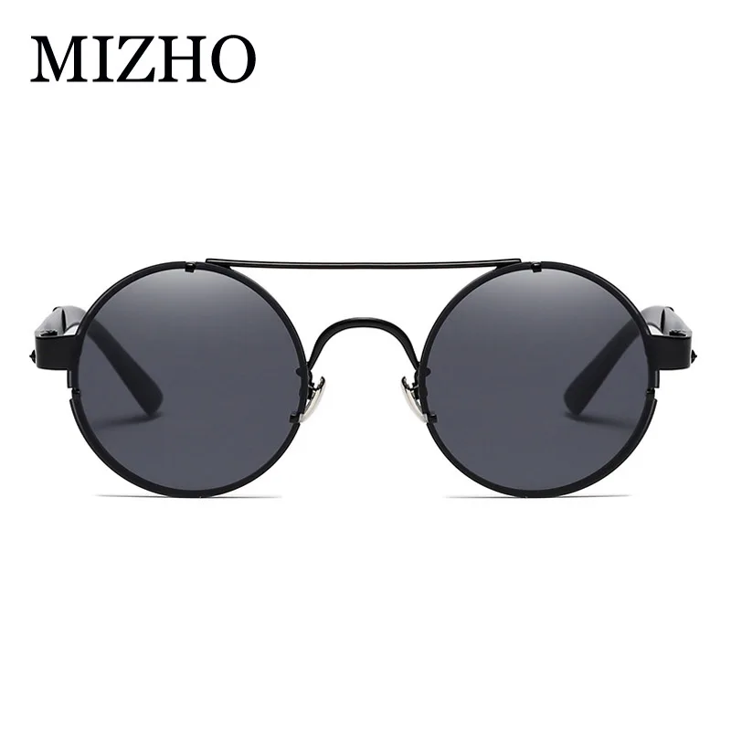 MIZHO-gafas de sol redondas de Metal para hombre y mujer, lentes Retro tintadas, estilo gótico, Steampunk, Rojo