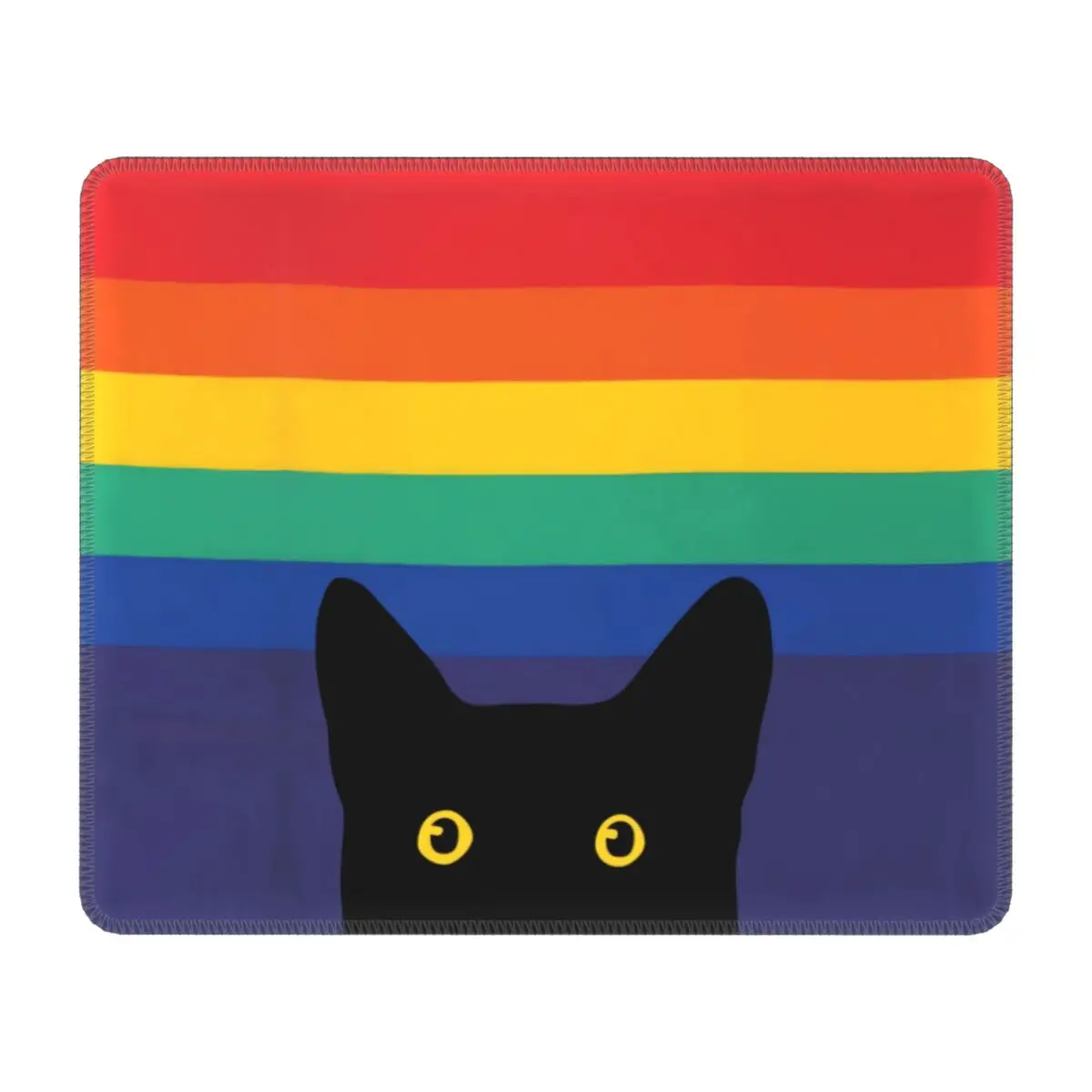 Peeking Cat In Rainbow Circle Gaming Mouse Pad Anti-Slip Rubber Base Mousepad Office Laptop Pads LGBT Gay Pride PC Table Mat