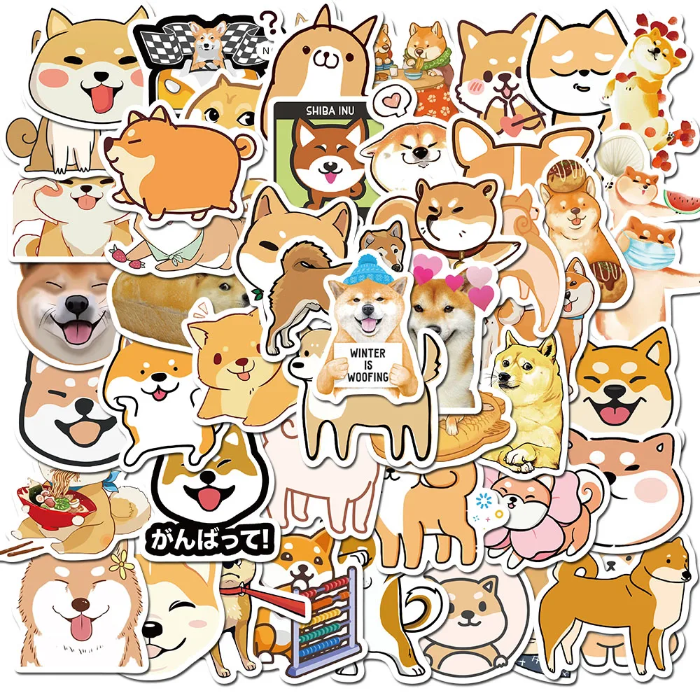 50PCS Lovely Pet Shiba Inu doge Dog Animal Stickers for Kids DIY Stationery Laptop Guitar Suitcase Cute Puppy Sticker