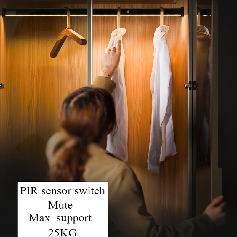LED Wardrobe Light Smart PIR Infrared Body Motion Sensor Switch Light DC12V For Checkroom  Wardrobe Clothes Hanger Rod Support